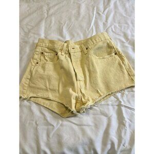 Levi's 501 Cut Off Jean Shorts Women's Size 30 Button Fly Yellow Denim